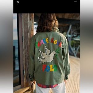 Polo Ralph Lauren womens peace love green military jacket